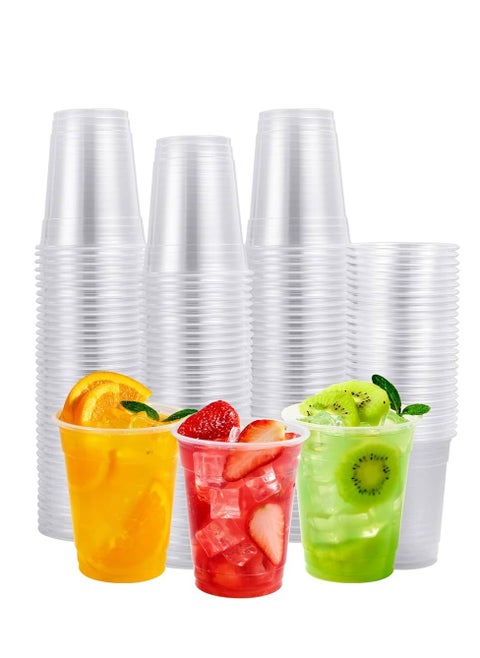 كوب 16oz 500cc من البلاستيك الشفاف PET للمشروبات الباردة للاستخدام المثالي لعصائر الحفلات مع غطاء شفاف