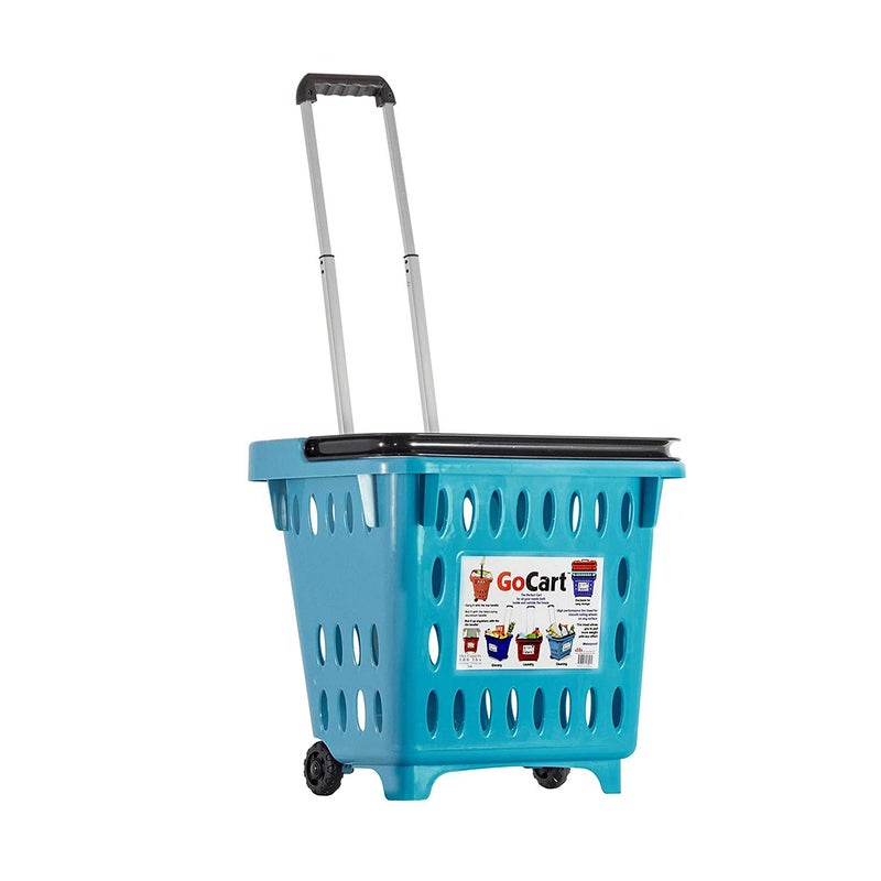 dbest products dbest products GoCartTeal Grocery Cart Shopping Laundry Basket on Wheels