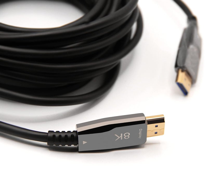 باكروبان كابل 8K HDMI بطول 50 قدم، بدقة 4K بتردد 120 هرتز، نحيف ومرن، من الألياف البصرية، بسرعة فائقة تبلغ 48 جيجابت في الثانية، ومصنف CL3 آمن للتركيب داخل الجدران، وHDR الديناميكي، وHDCP، ورؤية دولبي، ودولبي أتموس، وإيثرنت، نشط، أحادي الاتجاه. - Image 1