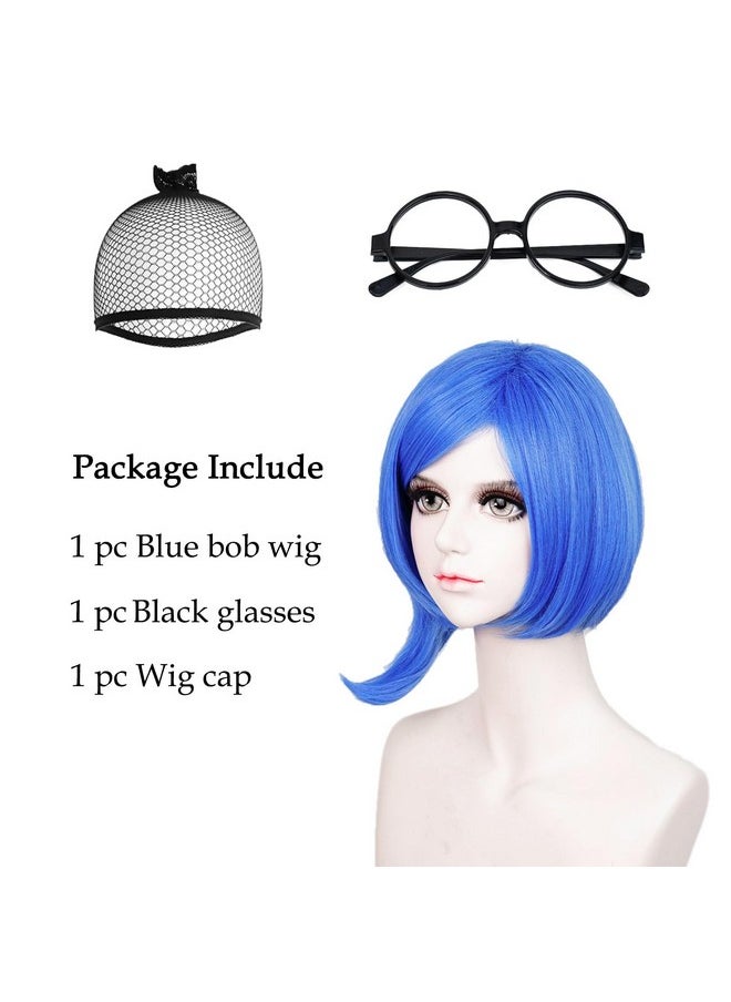 Probeauty Probeauty Short Blue Wig for Cosplay, Blue Bob Costume Wig for Halloween Cosplay Party  - Image 2