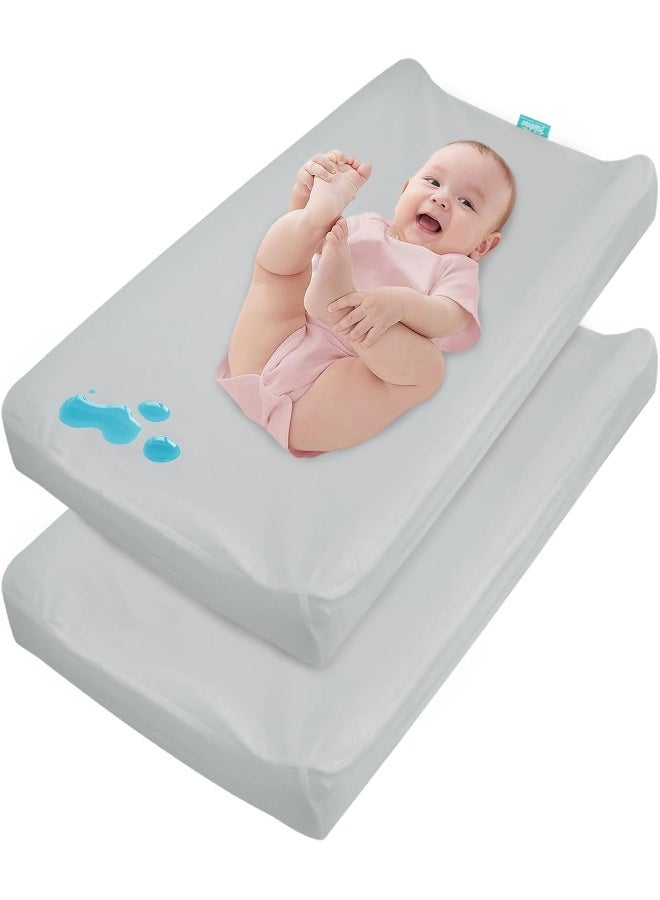 Biloban Biloban Changing Pad Cover, Waterproof Changing Table Sheets, Ultra Soft Cradle Sheets, 2 Pack, Unisex Neutral for Baby Boys Girls, Grey - Image 1