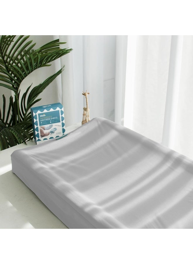 Biloban Biloban Changing Pad Cover, Waterproof Changing Table Sheets, Ultra Soft Cradle Sheets, 2 Pack, Unisex Neutral for Baby Boys Girls, Grey - Image 4