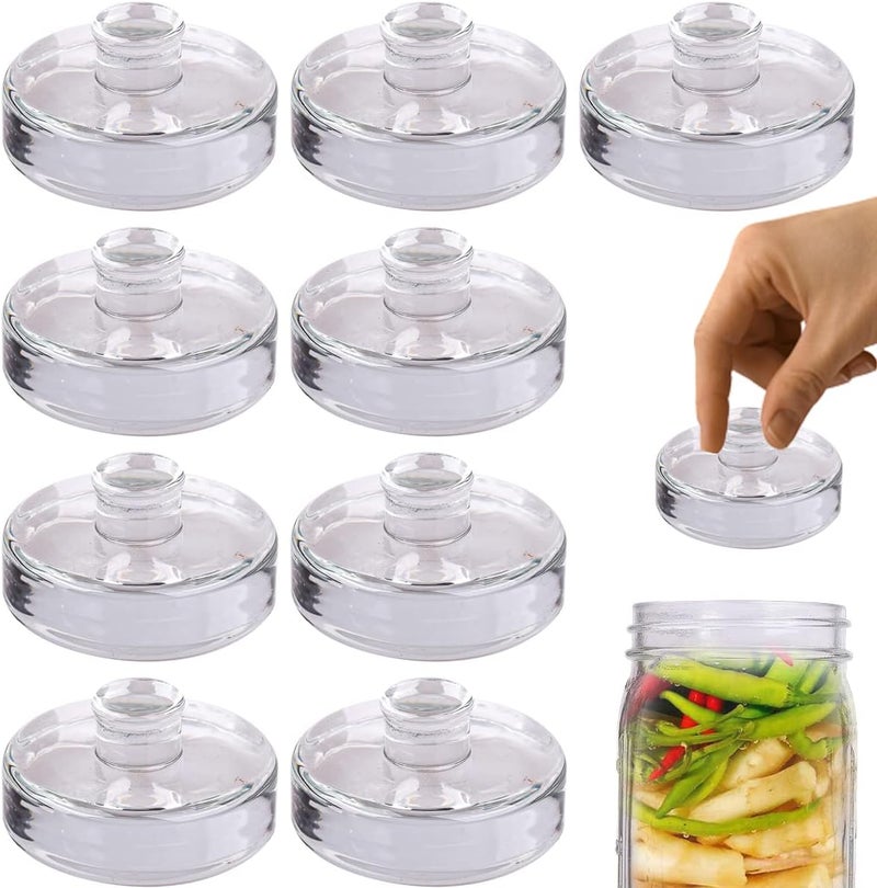 eleganttime 9 Pack Glass Fermentation Weights with Easy Grip Handle, Heavy Fermenting Lids Canning Weight Kit for Wide Mouth Pickling Mason Jars - Image 1