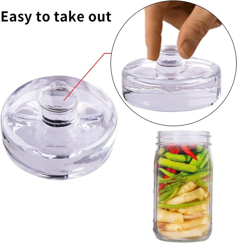 eleganttime 9 Pack Glass Fermentation Weights with Easy Grip Handle, Heavy Fermenting Lids Canning Weight Kit for Wide Mouth Pickling Mason Jars - Image 3