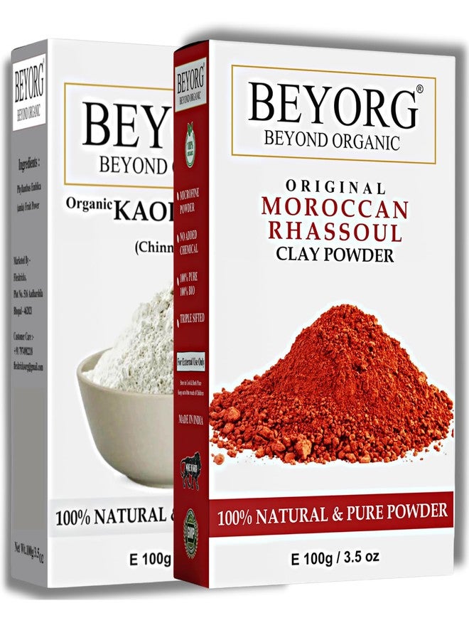 BEYORG Kaolin Clay Powder & Moroccan Rhassoul Clay Powder For Blemishes, Pimple-free, Natural Face Pack, Skin Care Treatment - Image 1