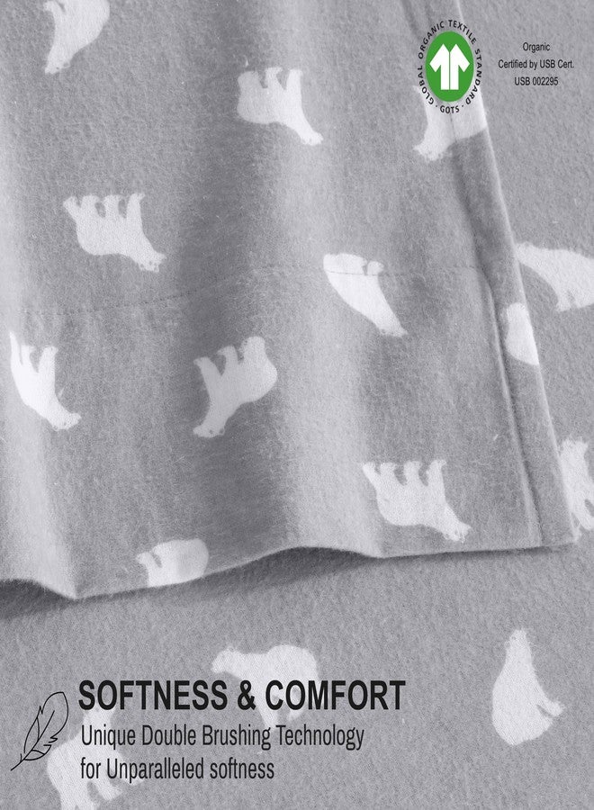 RUVANTI Flannel Sheets Full Size - GOTS Certified 100% Organic Cotton, 4 Piece Warm, Soft & Breathable Set, Deep Pocket Snug Fit, Double Brushed Cozy All Season Bedding, Baby Bear - Image 3