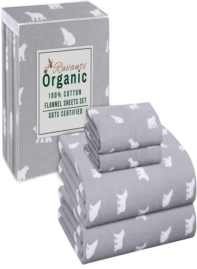RUVANTI Flannel Sheets Full Size - GOTS Certified 100% Organic Cotton, 4 Piece Warm, Soft & Breathable Set, Deep Pocket Snug Fit, Double Brushed Cozy All Season Bedding, Baby Bear - Image 1