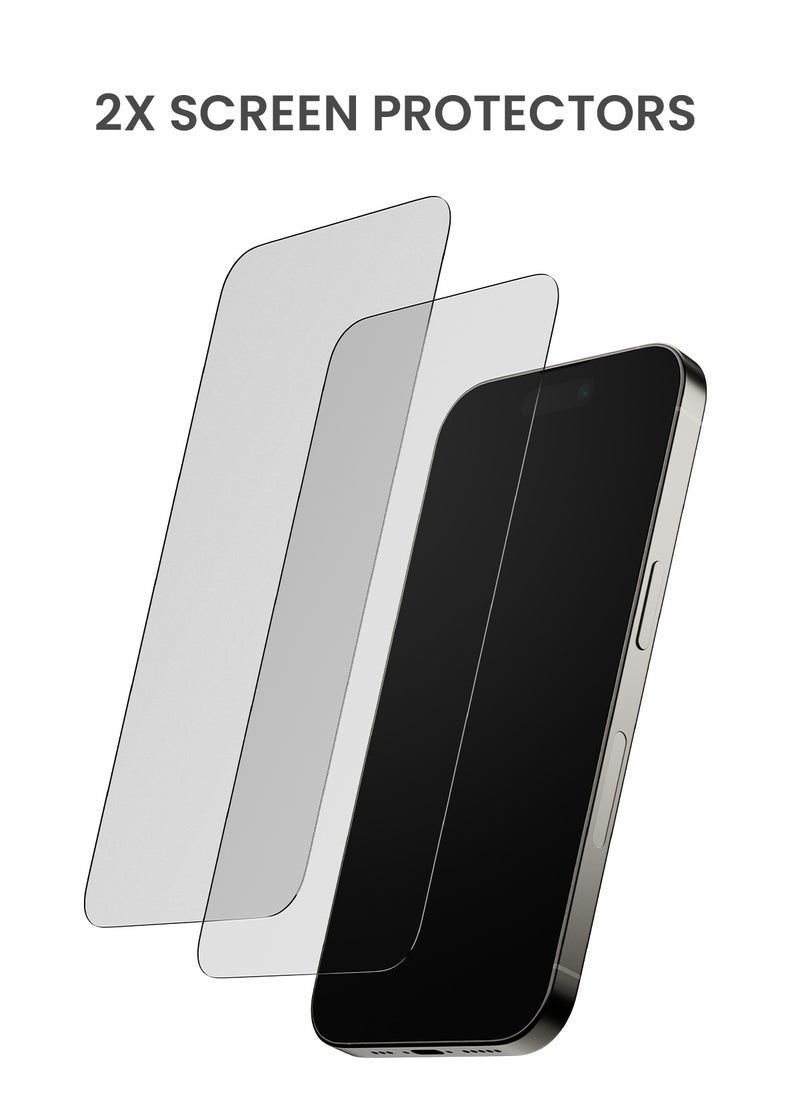 TinyMoose 2 Piece Ultra High Clarity Tempered Glass Screen Protector for iPhone 15 Pro Max  - Image 2