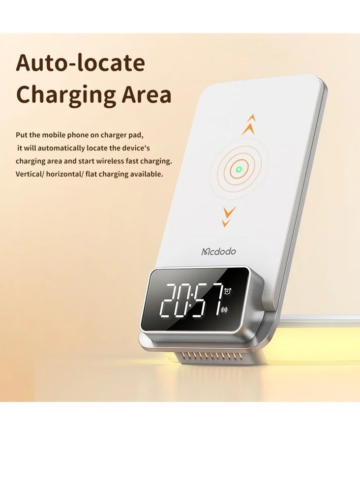 مكدودو حامل شاحن سطح المكتب اللاسلكي متعدد الوظائف من ماكدودو CH-1610 بقدرة 15 وات، أبيض - Image 2