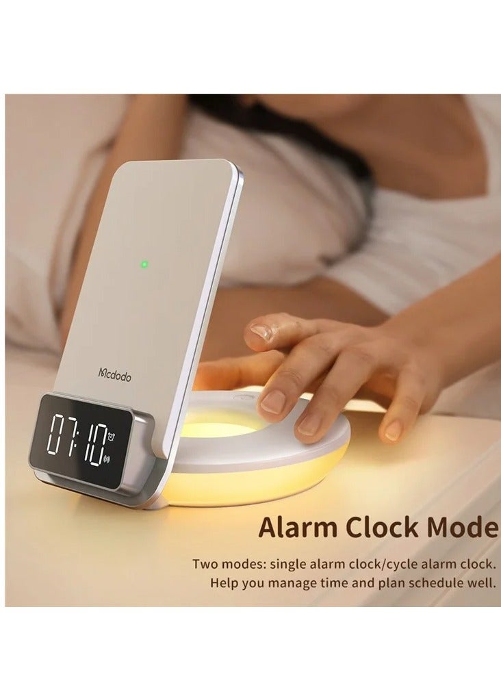 مكدودو حامل شاحن سطح المكتب اللاسلكي متعدد الوظائف من ماكدودو CH-1610 بقدرة 15 وات، أبيض - Image 3