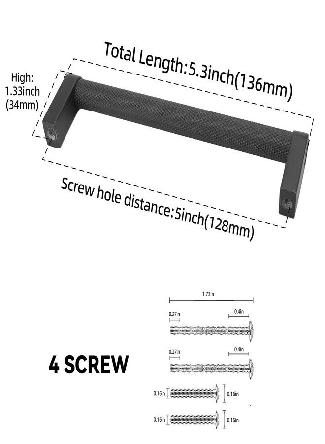 BUKOBYHE 10 Pack 5 Inch Matte Black Kitchen Cabinet Handles Knurled Cabinet Pulls Black Drawer Pulls Kitchen Hardware - Image 2