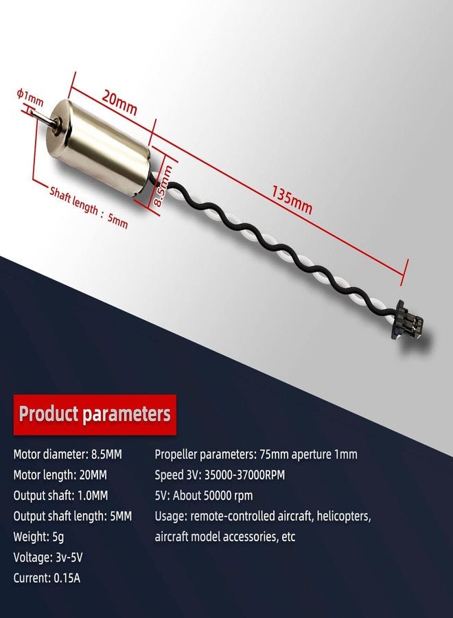 DaFuRui 8 Pack 8520 Motor 8.5x20mm Coreless Brushed Motor 3.7V 53000Rpm Mini DC Motors - Image 2