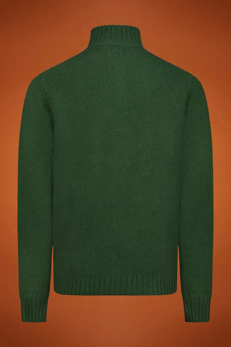 Doppelganger Men's zipped high neck jumper - Grass Green