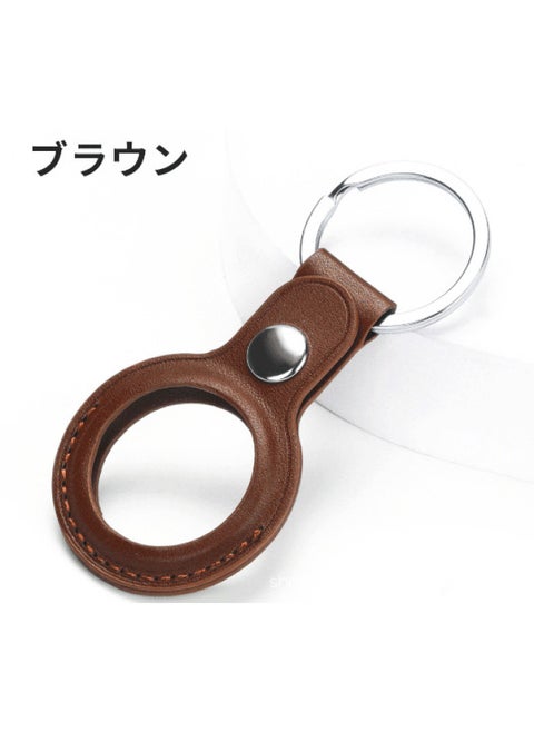 Suitable For Apple Airtag/airtags Tracker Locator Anti-lost Device Close-fitting Leather Cowhide Protective Cover-Color:Dark Brown-Applicable Model:For Apple