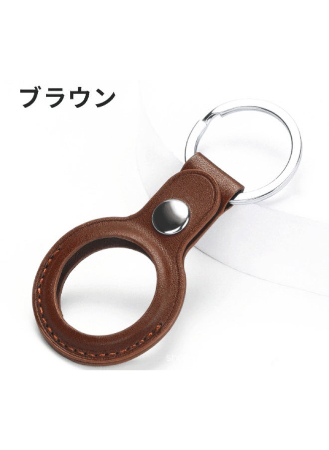 Generic - Suitable For Apple Airtag/airtags Tracker Locator Anti-lost Device Close-fitting Leather Cowhide Protective Cover-Color:Dark Brown-Applicable Model:For Apple - Image 1