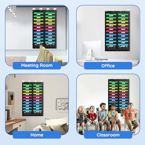 ZKOO 20 Pockets Hanging Wall File Organizer for A4 Size Paper/Legal/Letter Size Document, Sturdy Wall Mail Organizer Black Pocket Great for Classroom, Office, Home Use with 4 Hangers 6 Pen Pocket - Image 4