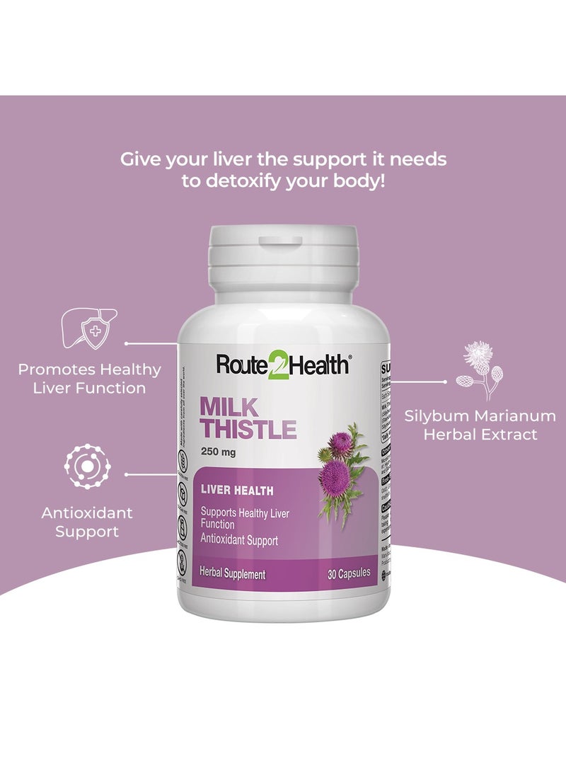Route2Health Route 2 Health Milk Thistle 250mg | Liver Support Supplement | Promotes Detox & Healthy Liver Function | Antioxidant Support | 30 Capsules | Non-GMO & Gluten-Free - Image 4