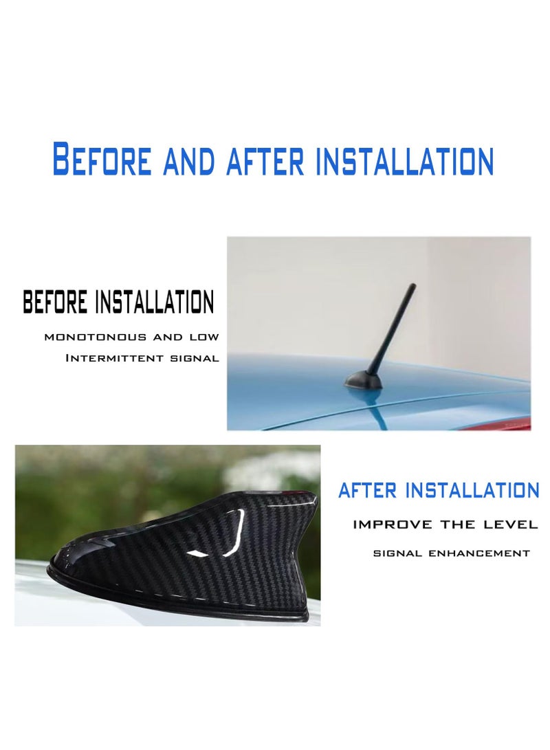 1 Pcs Car Shark Fin Antenna Cover, Vehicle Shark Fin Shape Cover with Adhesive Tape, Automotive Top Decoration, Suitable for Most Cars, Trucks, Suvs (Carbon Fiber Black) - Image 4