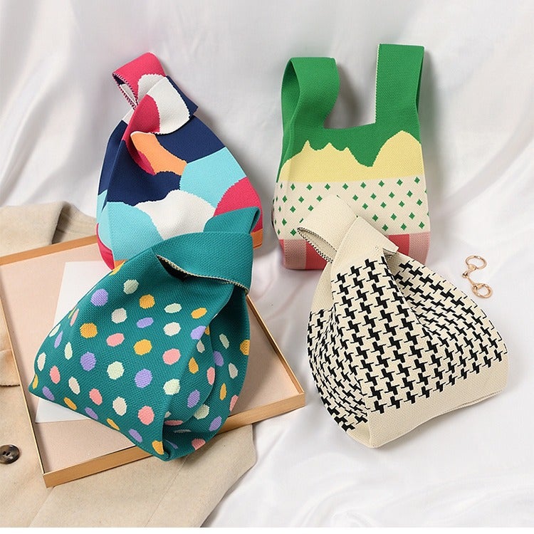 New Large-Capacity Color Vest Bag Polka Dot Pattern Knitted Bag Women'S Handbag Travel Commuter Vest Bag - Image 2