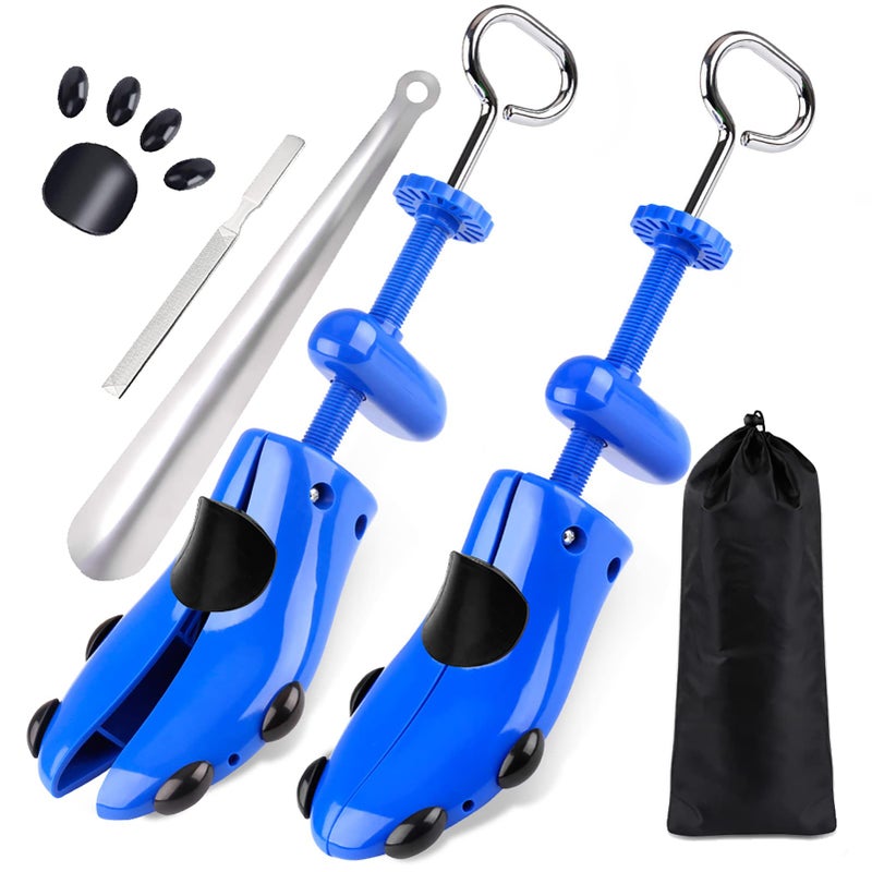 Yalumo Shoe Stretcher Men, Plastic Pair of 4-way Adjustable Shoe Expander Shoe Tree Widener for Wide Feet Bunions, Shoe Shaper Extender Stretch Width Length Height, Large, Men’s Size 9.5-13, Blue - Image 1