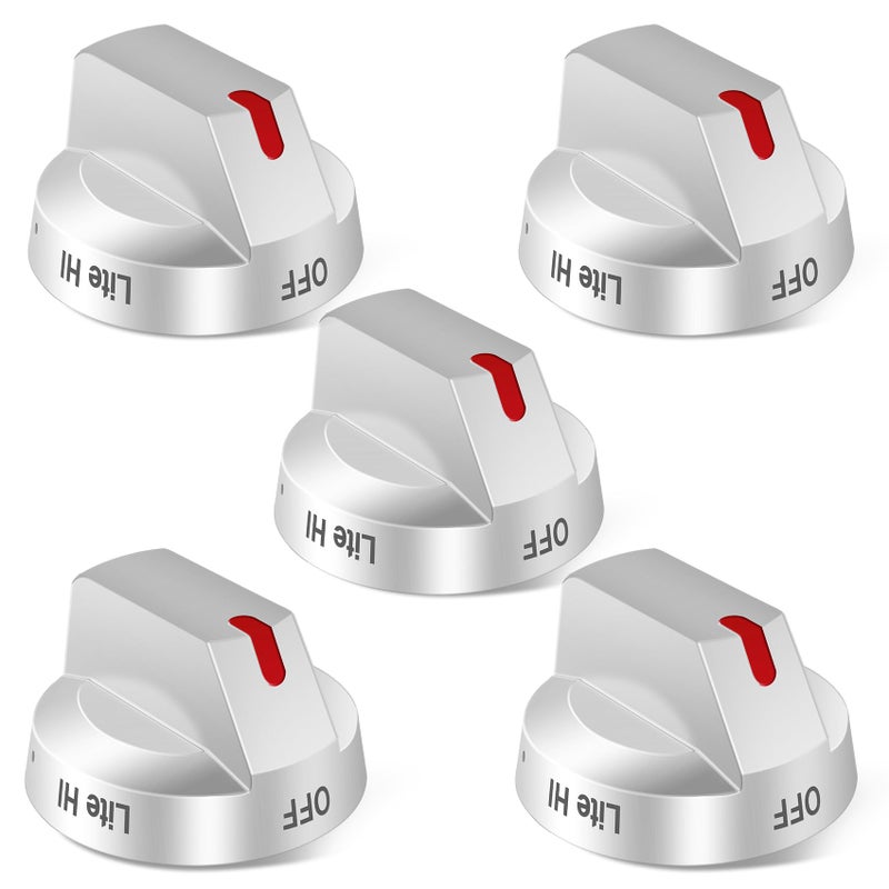 P Polerden Upgraded DG94-04167 Gas Stove Knobs(5pcs), NX60A6511SS Knobs, Replace DG94-04167A DG94-04167D Knob, Fit for Samsung Stove NX60A6511SS/AA NX60A6711SS/AA NX60A6751SS Knob - Image 1