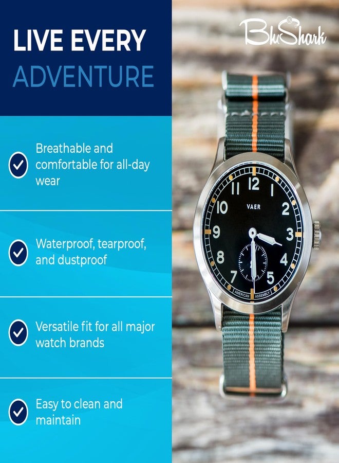 BluShark, Original Collection Military-Style Waterproof Watch Strap, Fits All Timepiece Brands, Durable Nylon Wristwatch Accessories with Stainless Steel Buckle - 18mm, 20mm, 22mm & 24mm Watch Bands - Image 4