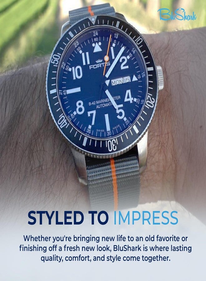BluShark, Original Collection Military-Style Waterproof Watch Strap, Fits All Timepiece Brands, Durable Nylon Wristwatch Accessories with Stainless Steel Buckle - 18mm, 20mm, 22mm & 24mm Watch Bands - Image 5