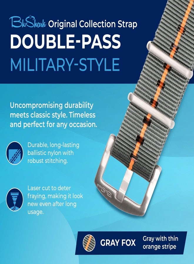 BluShark, Original Collection Military-Style Waterproof Watch Strap, Fits All Timepiece Brands, Durable Nylon Wristwatch Accessories with Stainless Steel Buckle - 18mm, 20mm, 22mm & 24mm Watch Bands - Image 2