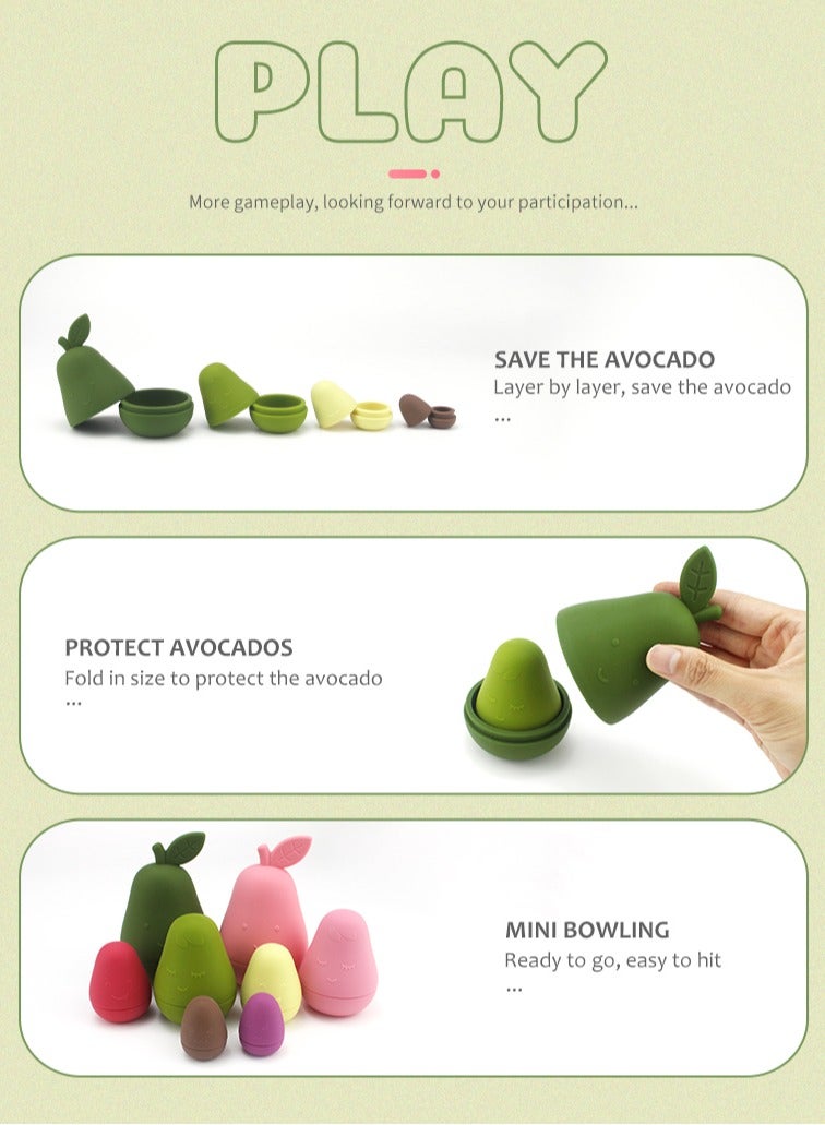 تويسو لعبة تكديس الأفوكادو المصنوعة من السيليكون من تويسو للأطفال والرضع - خالية من مادة BPA وآمنة 100%، مجموعة ألعاب تعليمية مكونة من 4 قطع باللون الوردي - Image 3
