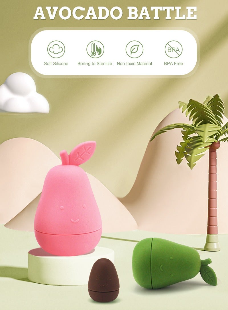 تويسو لعبة تكديس الأفوكادو المصنوعة من السيليكون من تويسو للأطفال والرضع - خالية من مادة BPA وآمنة 100%، مجموعة ألعاب تعليمية مكونة من 4 قطع باللون الوردي - Image 4