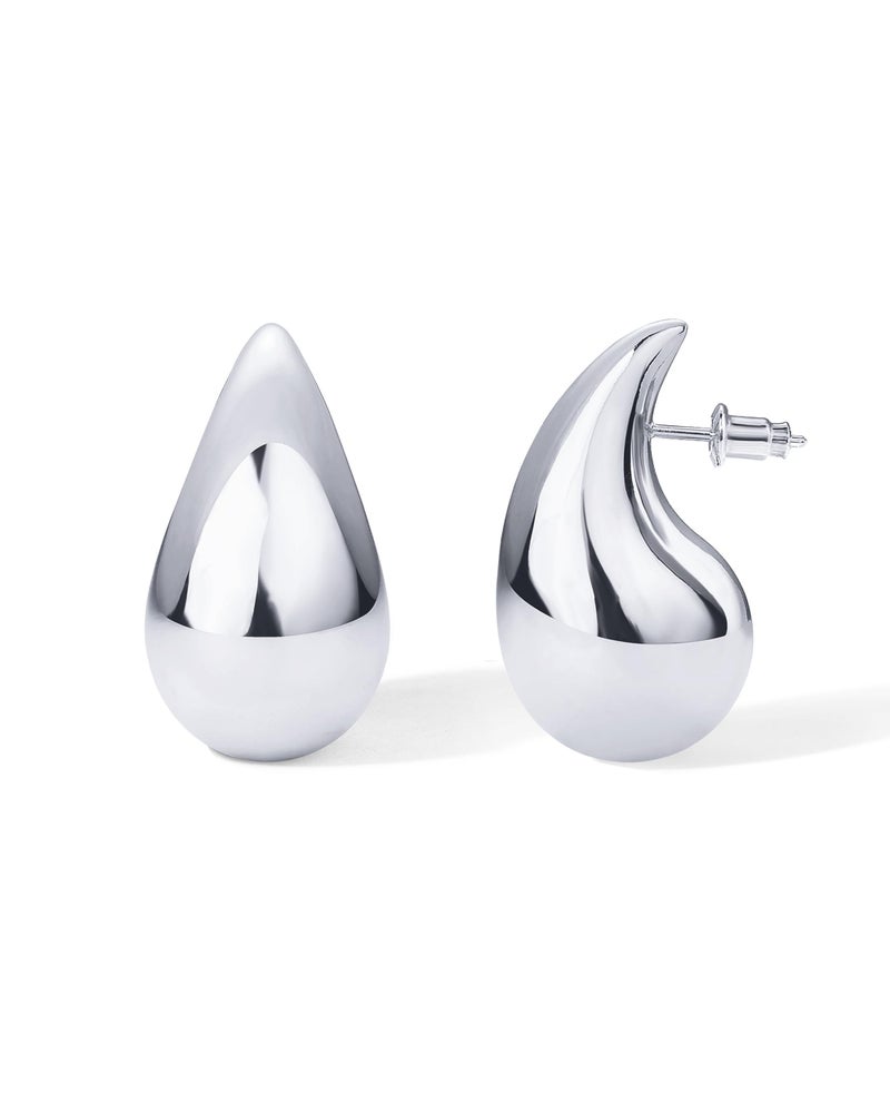 PAVOI 14K Gold Plated 925 Sterling Silver Post Teardrop Chunky Hoop Earrings - Lightweight Drop White Earrings for Women - 22mm Designer Dupe Earrings - Image 1