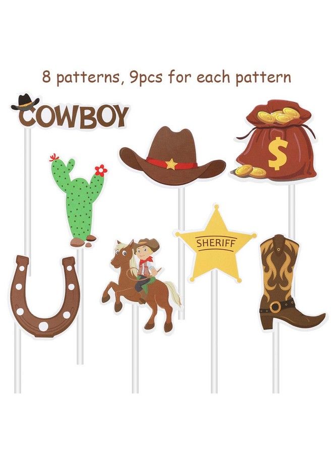 Amosfun 72Pcs Cowboy Cupcake Toppers Little Western Cowboy Party Cake Toppers Cowboy Birthday Cupcake Toppers - Image 4