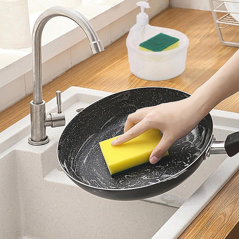 SHREE SANT ENTERPRISE Double Layer 2 in 1 Liquid soap Dispenser for Kitchen SinkDish washDispenser with NonScratch Wire Dishcloth for Washing Dishes Sinks Soap DispenserSponge 3 Wire Cloth - Image 3