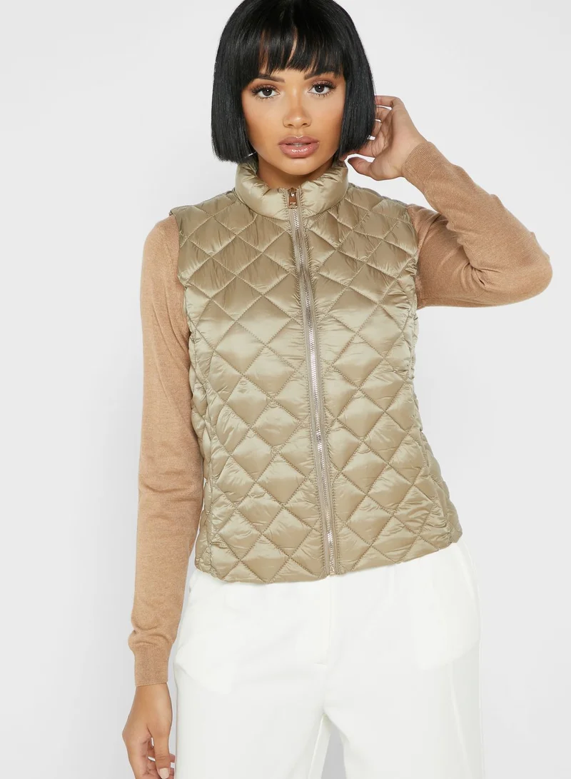 MANGO Zip Through Quilted Jacket