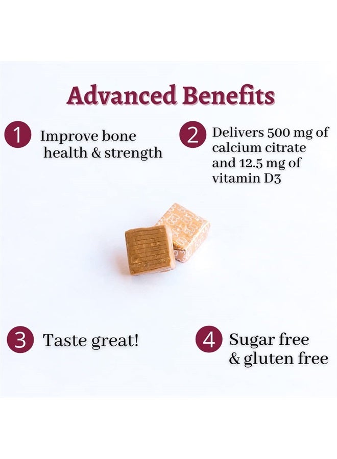 Bariatric Advantage Calcium Citrate Chewy Bites 500mg with Vitamin D3 for Bariatric Surgery Patients Including Gastric Bypass and Sleeve Gastrectomy, Sugar Free - Caramel Flavor, 90 Count - Image 2