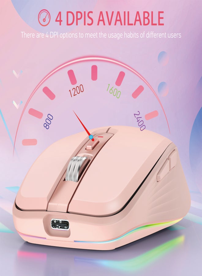 إف ماوس فأرة ألعاب لاسلكية ثنائية الوضع FMOUSE 2.4G+BT5.1، تصميم مريح، 4 مستويات DPI قابلة للتعديل، بطارية مدمجة قابلة للشحن لأجهزة الكمبيوتر المحمول - Image 2