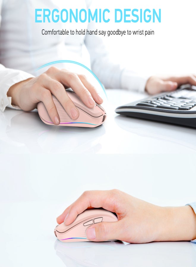 إف ماوس فأرة ألعاب لاسلكية ثنائية الوضع FMOUSE 2.4G+BT5.1، تصميم مريح، 4 مستويات DPI قابلة للتعديل، بطارية مدمجة قابلة للشحن لأجهزة الكمبيوتر المحمول - Image 5