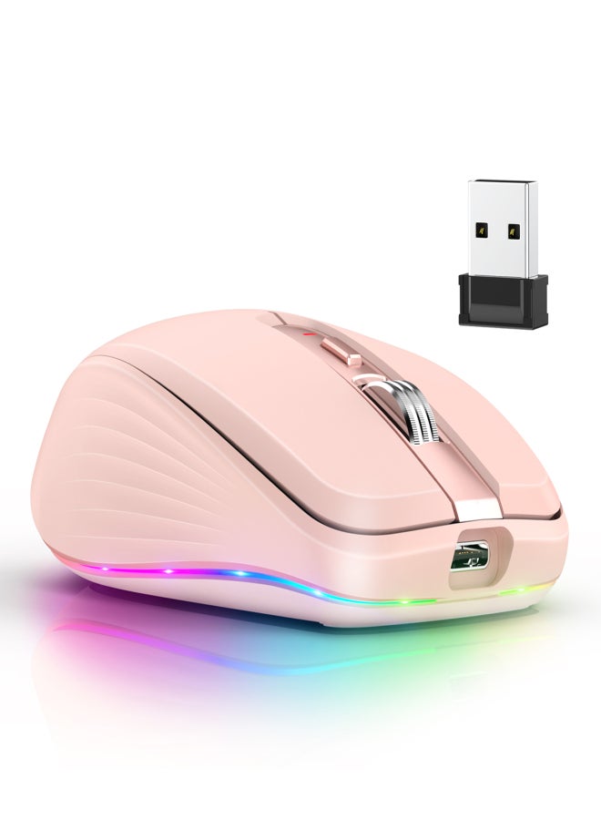 إف ماوس فأرة ألعاب لاسلكية ثنائية الوضع FMOUSE 2.4G+BT5.1، تصميم مريح، 4 مستويات DPI قابلة للتعديل، بطارية مدمجة قابلة للشحن لأجهزة الكمبيوتر المحمول - Image 1