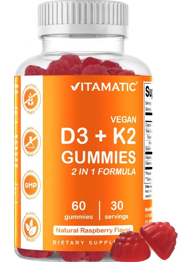 Vitamatic Vitamin D3 K2 Gummies 60 Count Supports Healthy Bone Heart & Calcium Absorption & Immune Health Plant Based Nongmo Gluten Free - Image 2