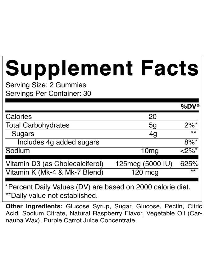 Vitamatic Vitamin D3 K2 Gummies 60 Count Supports Healthy Bone Heart & Calcium Absorption & Immune Health Plant Based Nongmo Gluten Free - Image 3