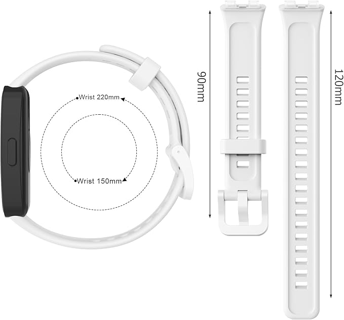 Soft silicone strap, waterproof, breathable, adjustable replacement sports band compatible with Huawei Band 8 and Band 9 - white - Image 3