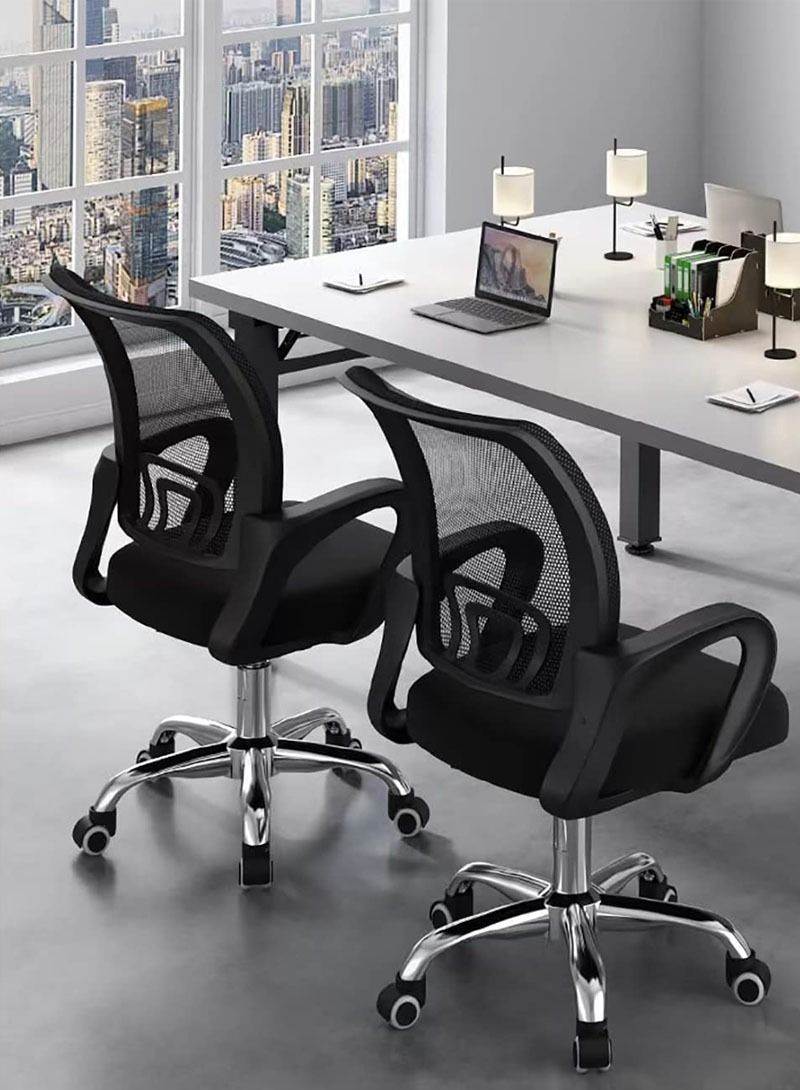 AGD 360° Swivel Wheel Desk Chair Adjustable Height Thickened Sponge Pad Black - Image 2