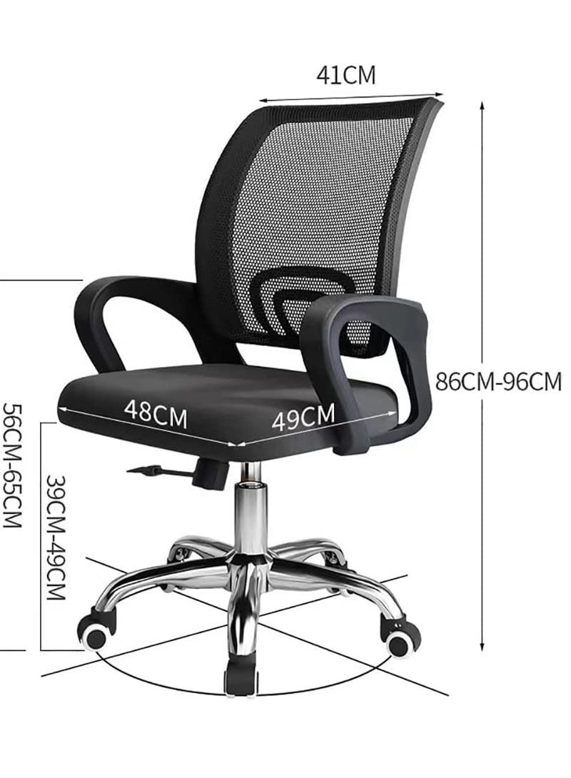 AGD 360° Swivel Wheel Desk Chair Adjustable Height Thickened Sponge Pad Black - Image 3