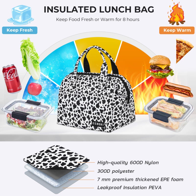 ECHSRT Large Insulated Lunch Bag for Women Men Leakproof Cooler Lunch Tote Bags for Work Travel Adult Thermal Lunchbox for Office -10L Black - Image 4