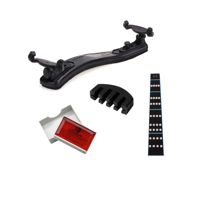 PERLMAN Ultimate Violin Accessory Combo - Shoulder Rest, Fingerboard Sticker, Rosin & Mute (Combo of 4) - Image 1