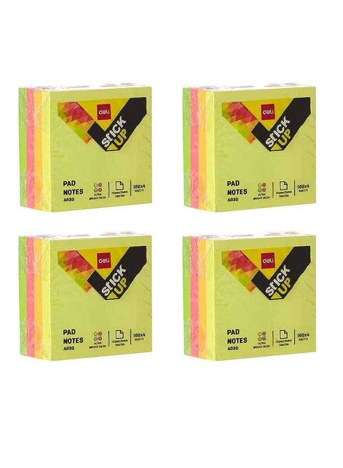 4-Pack Multi Colour Sticky Notes 2x2 Inch Size
