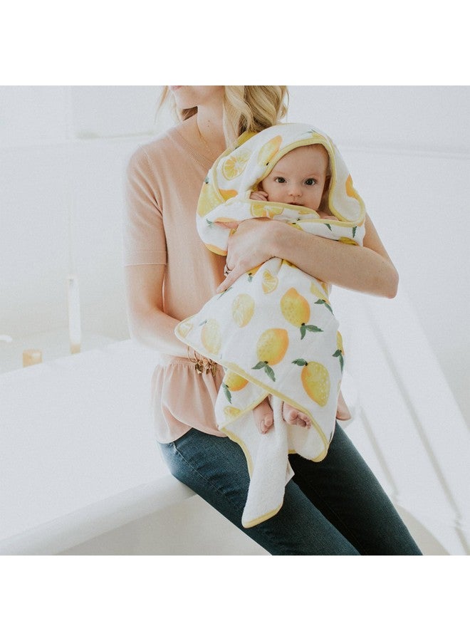 ليتل يونيكورن منشفة حمام فاخرة بغطاء رأس للأطفال حديثي الولادة بتصميم يونيكورن الصغير | قماش قطني وتيري ناعم وماص للمواليد الجدد (ليموني) - Image 4