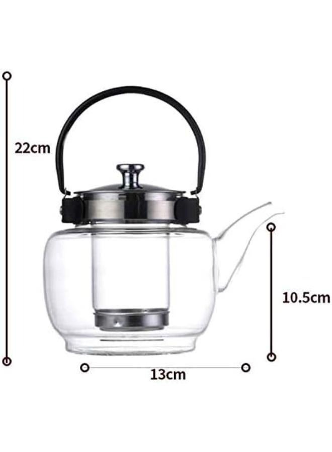 1200ml Teapot Kettle with Lid Removable Stainless Steel Infuser and Handle, Stove top Safe Tea Maker for Blooming and Loose Leaf TC-1201 - Image 2
