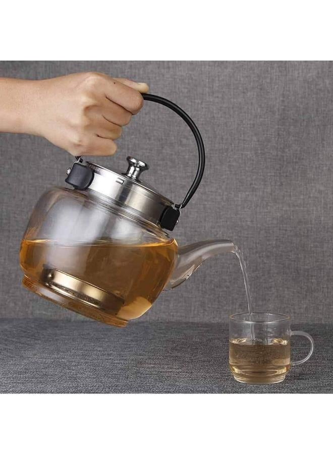 1200ml Teapot Kettle with Lid Removable Stainless Steel Infuser and Handle, Stove top Safe Tea Maker for Blooming and Loose Leaf TC-1201 - Image 4