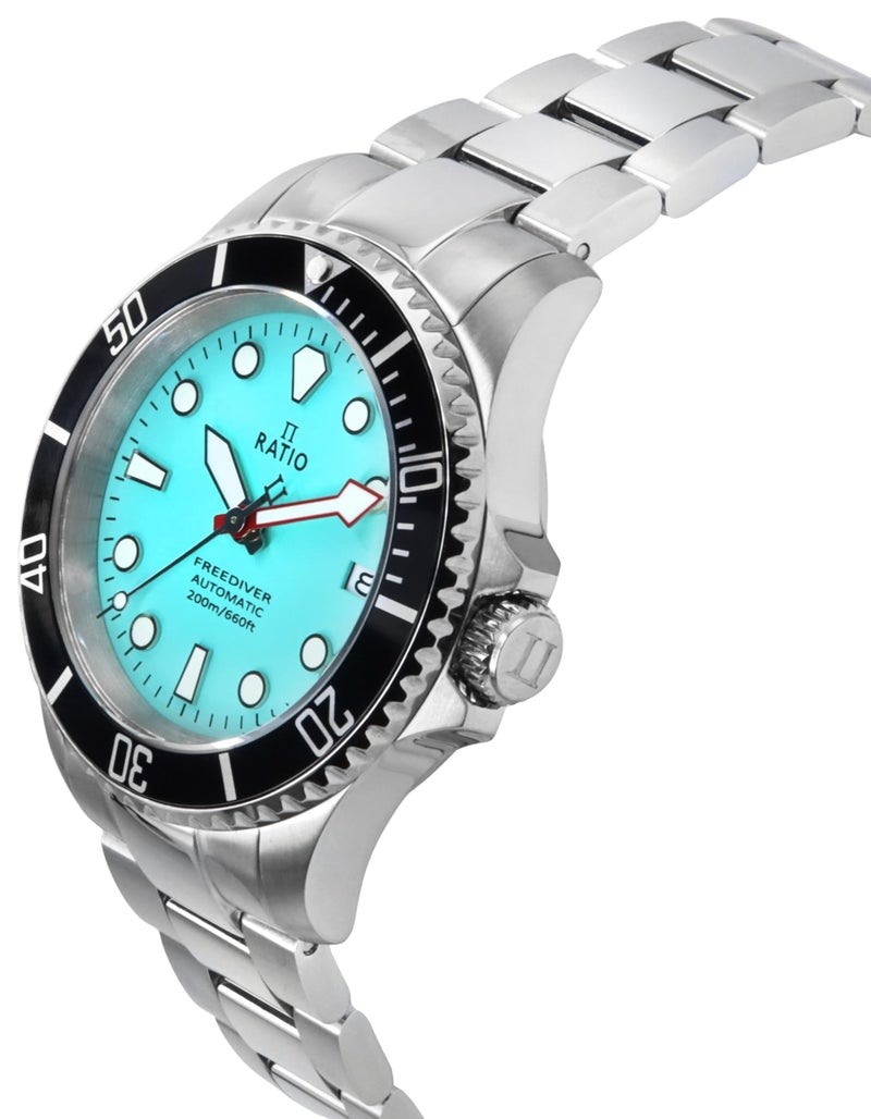 RATIO FreeDiver Sapphire Crystal Diver Watch Japanese Automatic Movement Dive Watch 200m Water Resistant Diving Watch (Ice Blue) - Image 3